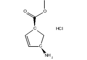 (1S,4R)-Methyl 4-aminocyclopent-2-enecarboxylate hydrochloride structure, CAS 77745-25-6