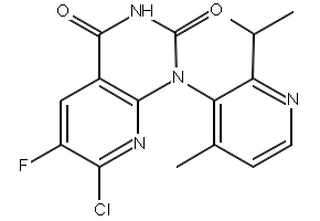 Pyrido[2,3-d]pyrimidine-2,4(1H,3H)-dione, 7-chloro-6-fluoro-1-[4-methyl-2-(1-methylethyl)-3-pyridinyl]-, (1R)- structure, CAS 2300966-23-6