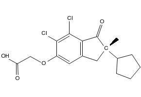 (S)-2-((6,7-dichloro-2-cyclopentyl-2-Methyl-1-oxo-2,3-dihydro-1H-inden-5-yl)oxy)acetic acid structure, CAS 53108-01-3