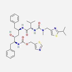 2,7,10,12-Tetraazatridecanoic acid, 4-hydroxy-12-methyl-9-(1-methylethyl)-13-[2-(1-methylethyl)-4-thiazolyl]-8,11-dioxo-3,6-bis(phenylmethyl)-, 5-thiazolylmethyl ester, (3S,4R,6R,9S)- structure, CAS 1414933-82-6