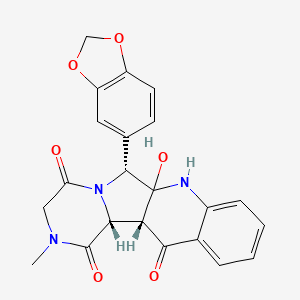 Pyrazino[1',2':1,5]pyrrolo[3,4-b]quinoline-1,4,12(6H)-trione, 6-(1,3-benzodioxol-5-yl)-2,3,6a,7,12a,12b-hexahydro-6a-hydroxy-2-methyl-, (6R,12aR,12bR)- structure, CAS 2520114-41-2