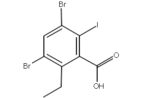 Benzoic acid, 3,5-dibromo-2-ethyl-6-iodo- structure, CAS 2319580-35-1