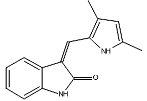 3-[(2,4-Dimethylpyrrol-5-yl)methylidenyl]-2-indolinon structure, CAS 194413-58-6