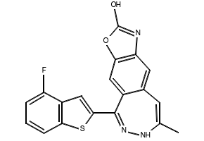5-(4-Fluoro-1-benzothiophen-2-yl)-8-methyl-1,9-dihydro-2H-[1,3]oxazolo[4,5-H][2,3]benzodiazepin-2-one structure, CAS 1398496-82-6