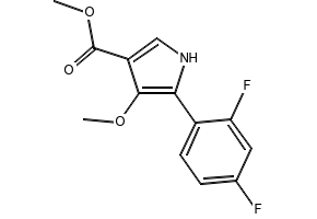 methyl 5-(2,4-difluorophenyl)-4-methoxy-1H-pyrrole-3-carboxylate structure, CAS 1902955-29-6