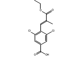 (E)-3,5-dichloro-4-(3-ethoxy-2-methyl-3-oxoprop-1-enyl)benzoic acid structure, CAS 1110767-89-9