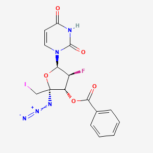 2,4(1H,3H)-Pyrimidinedione, 1-(4-C-azido-3-O-benzoyl-2,5-dideoxy-2-fluoro-5-iodo-β-D-arabinofuranosyl)- structure, CAS 1145869-36-8