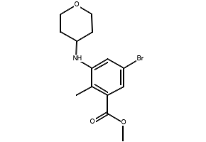 Methyl 5-bromo-2-methyl-3-((tetrahydro-2H-pyran-4-yl)amino)benzoate structure, CAS 1403257-49-7