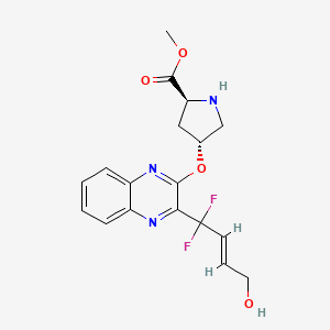 L-Proline, 4-[[3-[(2E)-1,1-difluoro-4-hydroxy-2-buten-1-yl]-2-quinoxalinyl]oxy]-, methyl ester, (4R)- structure, CAS 1878109-26-2