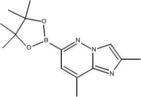 2,8-Dimethyl-6-(4,4,5,5-tetramethyl-1,3,2-dioxaborolan-2-yl)imidazo[1,2-b]pyridazine structure, CAS 1825352-86-0