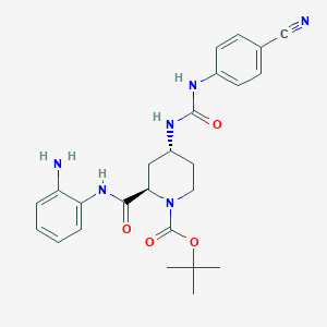 tert-Butyl (2R,4R)-2-[(2-aminophenyl)carbamoyl]-4-[3-(4-cyanophenyl)ureido]piperidine-1-carboxylate structure, CAS 1095173-26-4
