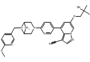 4-(6-(3,6-Diazabicyclo[3.1.1]heptan-3-yl)pyridin-3-yl)-6-(2-hydroxy-2-methylpropoxy)pyrazolo[1,5-a]pyridine-3-carbonitrile dihydrochloride structure, CAS 2222752-06-7