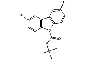 3,6-Dibromo-9-(4-tert-butyl-phenyl)-9H-carbazole structure, CAS 741293-42-5