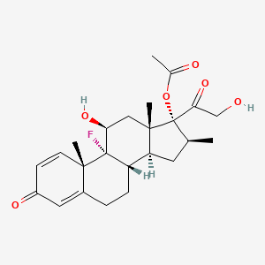 [(8S,10S,11S,13S,14S,16S,17R)-9-fluoro-11-hydroxy-17-(2-hydroxyacetyl) -10,13,16-trimethyl-3-oxo-6,7,8,11,12,14,15,16-octahydrocyclopenta[a]p henanthren-17-yl] acetate structure, CAS 5534-12-3