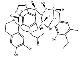 Spiro[6,16-(epithiopropanoxymethano)-7,13-imino-12H-1,3-dioxolo[7,8]isoquino[3,2-b][3]benzazocine-20,1'(2'H)-isoquinolin]-19-one, 3',4',6,6a,7,13,14,16-octahydro-5,6',8,14-tetrahydroxy-7',9-dimethoxy-4,10,23-trimethyl-, (1'R,6R,6aR,7R,13S,14S,16R)- (9CI) structure, CAS 493024-42-3