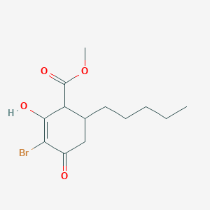 3-Bromo-2-hydroxy-4-oxo-6-pentyl-cyclohex-2-enylformate methyl ester structure, CAS 27920-61-2