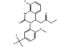 4-Quinazolineacetic acid, 8-fluoro-1,2,3,4-tetrahydro-3-[2-Methoxy-5-(trifluoroMethyl)phenyl]-2-oxo-, Methyl ester structure, CAS 917389-21-0