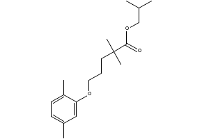 Isobutyl 5-(2,5-dimethylphenoxy)-2,2-dimethylpentanoate structure, CAS 149105-26-0