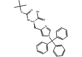 (R)-2-((tert-Butoxycarbonyl)amino)-3-(1-trityl-1H-imidazol-4-yl)propionic acid structure, CAS 393568-74-6