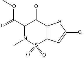 2H-Thieno[2,3-e]-1,2-thiazine-3-carboxamide, 6-chloro-4-methoxy-2-methyl-N-2-pyridinyl-, 1,1-dioxide structure, CAS 2469039-23-2