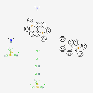 Dimethylammoniumdichlorotri(mu-chloro)bis[(S)-(-)-2,2'-bis(diphenylphosphino)-1,1'-binaphthyl]diruthenate(II) structure, CAS 199541-17-8