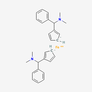 1,1'-Bis((R)-(dimethylamino)(phenyl)methyl)ferrocene structure, CAS 174589-08-3