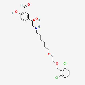 Benzaldehyde, 5-[(1R)-2-[[6-[2-[(2,6-dichlorophenyl)methoxy]ethoxy]hexyl]amino]-1-hydroxyethyl]-2-hydroxy- structure, CAS 2514696-13-8