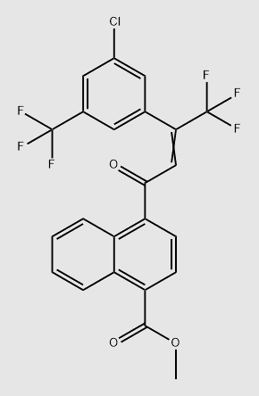 1-Naphthalenecarboxylic acid, 4-[3-[3-chloro-5-(trifluoromethyl)phenyl]-4,4,4-trifluoro-1-oxo-2-buten-1-yl]-, methyl ester structure, CAS 1125812-62-5