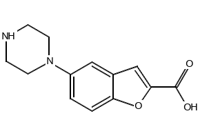 5-(piperazin-1-yl)benzofuran-2-carboxylic acid structure, CAS 183288-47-3