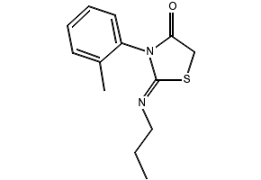 3-(2-Methylphenyl)-2-((Z)-propylimino)thiazolidin-4-one structure, CAS 854107-53-2