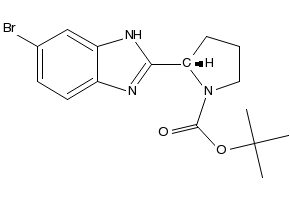 S-1-Pyrrolidinecarboxylic acid, 2-(6-bromo-1H-benzimidazol-2-yl)-, 1,1-dimethyleth structure, CAS 1208007-67-3