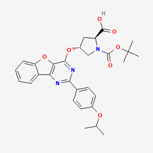 (2S,4R)-1-(tert-butoxycarbonyl)-4-((2-(4-isopropoxyphenyl)benzofuro[3,2-d]pyrimidin-4-yl)oxy)pyrrolidine-2-carboxylicacid structure, CAS 1315326-78-3