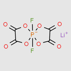 lithium difluorobis(oxalato)phosphate structure, CAS 678966-16-0