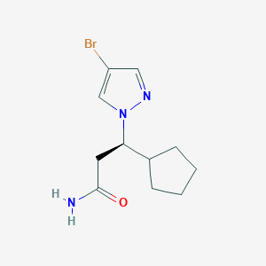 1H-Pyrazole-1-propanamide, 4-bromo-β-cyclopentyl-, (βR)- structure, CAS 2201066-06-8