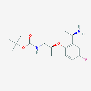 Carbamic acid, N-[(2S)-2-[2-[(1R)-1-aminoethyl]-4-fluorophenoxy]propyl]-, 1,1-dimethylethyl ester structure, CAS 2058228-08-1