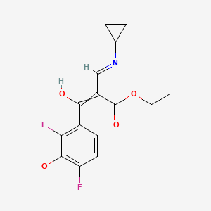 alpha-[(cyclopropylamino)methylene]-2,4-difluoro-3-methoxy-beta-oxo-benzenepropanoic acid ethyl ester structure, CAS 221221-13-2