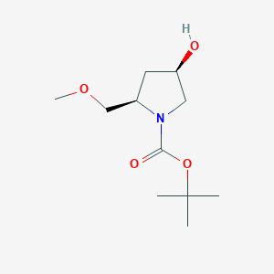 1-Pyrrolidinecarboxylic acid, 4-hydroxy-2-(methoxymethyl)-, 1,1-dimethylethyl ester, (2R,4R)- structure, CAS 1146951-37-2