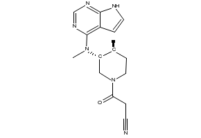3-(4-Methyl-3-(methyl(7H-pyrrolo[2,3-d]pyrimidin-4-yl)amino)piperidin-1-yl)-3-oxopropanenitrile 2-h structure, CAS 2664002-63-3