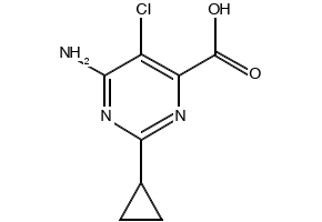 6-AMINO-5-CHLORO-2-CYCLOPROPYLPYRIMIDINE-4-CARBOXYLIC ACID structure, CAS 858956-08-8