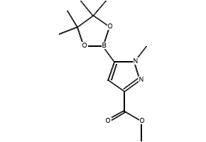 methyl 1-methyl-5-(4,4,5,5-tetramethyl-1,3,2-dioxaborolan-2-yl)-1H-pyrazole-3-carboxylate structure, CAS 1616930-45-0