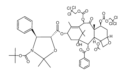13-{[(3-N-Boc)-2,2-dimethyl-4S-phenyl-1,3-oxazolidin-5R-yl]formyl}-10-deacetyl-7,10-bis{[(2,2,2-trichloroethyl)oxy]carbonyl} Baccatin III structure, CAS 143527-76-8