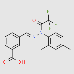 -3-((2-(2,4-dimethylphenyl)-2-(2,2,2-trifluoroacetyl)hydrazono)methyl)benzoic acid structure, CAS 1980780-69-5