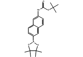 tert-butyl 6-(4,4,5,5-tetramethyl-1,3,2-dioxaborolan-2-yl)naphthalen-2-ylcarbamate structure, CAS 1312611-41-8