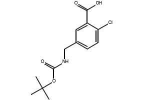 5-(((tert-butoxycarbonyl)amino)methyl)-2-chlorobenzoic acid structure, CAS 165950-04-9