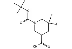 1-(tert-butoxycarbonyl)-4,4-difluoropiperidine-3-carboxylic acid structure, CAS 1303974-65-3