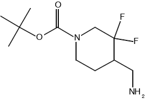 tert-butyl 4-(aminomethyl)-3,3-difluoropiperidine-1-carboxylate structure, CAS 1303973-22-9