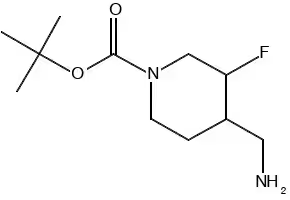 tert-butyl 4-(aminomethyl)-3-fluoropiperidine-1-carboxylate structure, CAS 1303972-96-4
