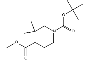 1-tert-butyl 4-methyl 3,3-difluoropiperidine-1,4-dicarboxylate structure, CAS 1303973-86-5