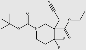 1-tert-butyl 3-ethyl 3-(cyanomethyl)-4,4-difluoropiperidine-1,3-dicarboxylate structure, CAS 1334417-56-9