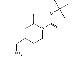 tert-butyl 4-(aminomethyl)-3,3-difluoro-4-methylpiperidine-1-carboxylate structure, CAS 1334416-48-6